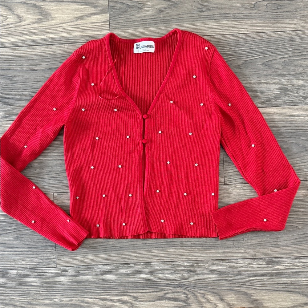 No Boundaries Red Studded Women's Cardigan